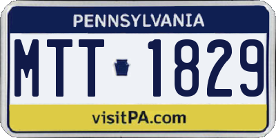 PA license plate MTT1829