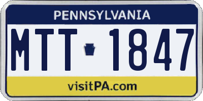 PA license plate MTT1847