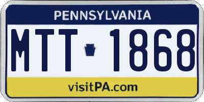 PA license plate MTT1868