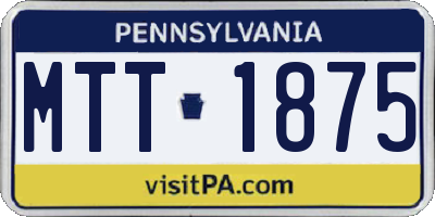 PA license plate MTT1875