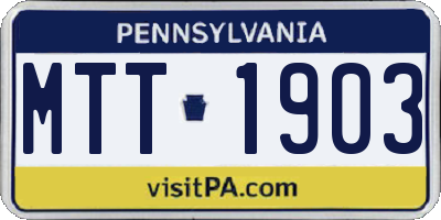 PA license plate MTT1903