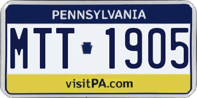 PA license plate MTT1905