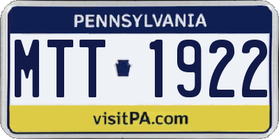 PA license plate MTT1922