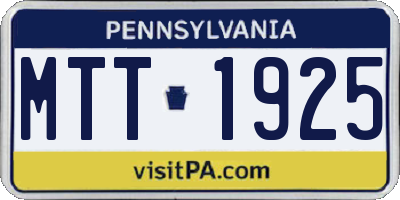 PA license plate MTT1925