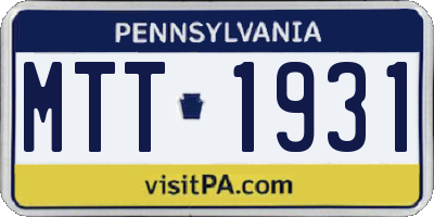 PA license plate MTT1931
