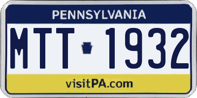 PA license plate MTT1932