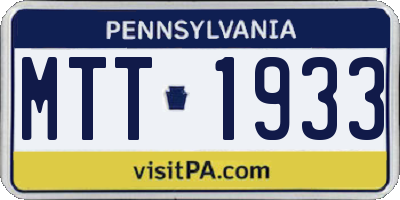 PA license plate MTT1933