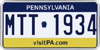 PA license plate MTT1934