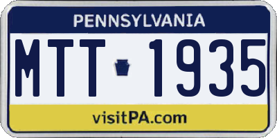 PA license plate MTT1935