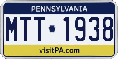PA license plate MTT1938