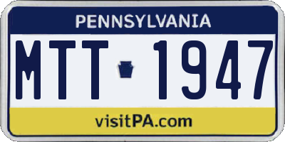PA license plate MTT1947