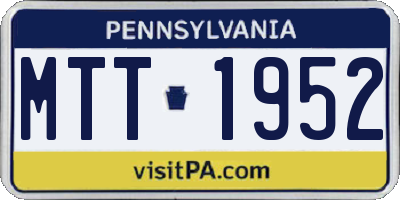PA license plate MTT1952