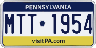 PA license plate MTT1954