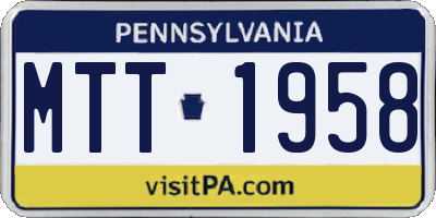 PA license plate MTT1958