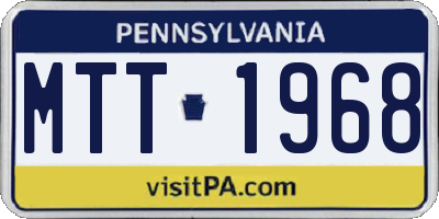 PA license plate MTT1968