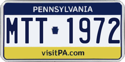 PA license plate MTT1972