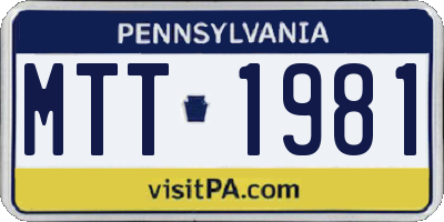 PA license plate MTT1981