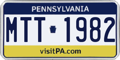 PA license plate MTT1982