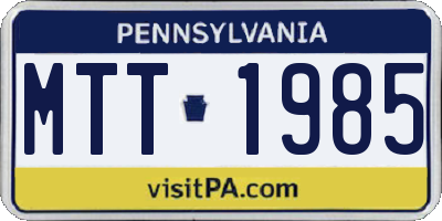 PA license plate MTT1985