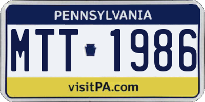 PA license plate MTT1986