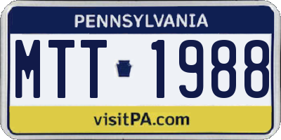 PA license plate MTT1988