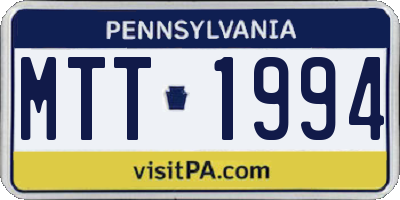 PA license plate MTT1994