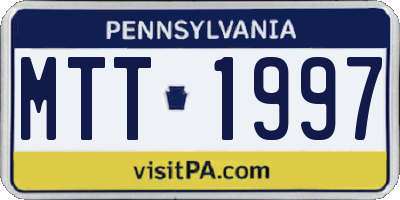 PA license plate MTT1997