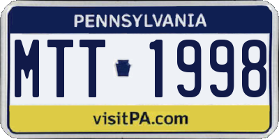 PA license plate MTT1998