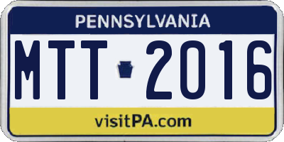 PA license plate MTT2016