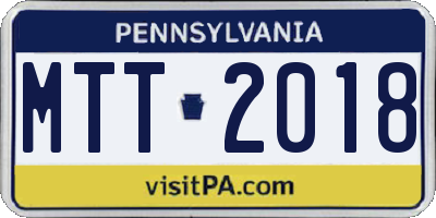 PA license plate MTT2018