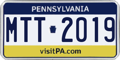 PA license plate MTT2019