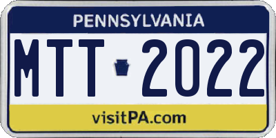 PA license plate MTT2022