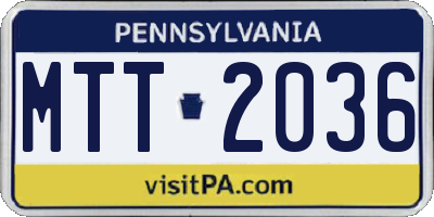 PA license plate MTT2036