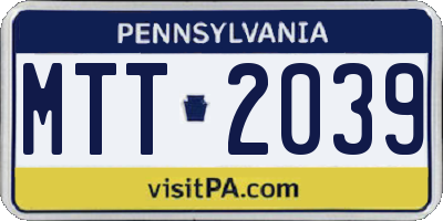 PA license plate MTT2039
