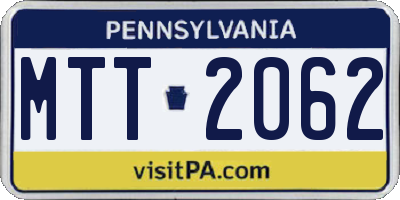 PA license plate MTT2062