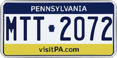 PA license plate MTT2072