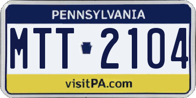 PA license plate MTT2104