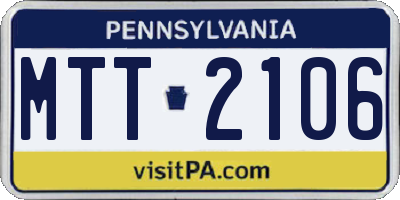 PA license plate MTT2106