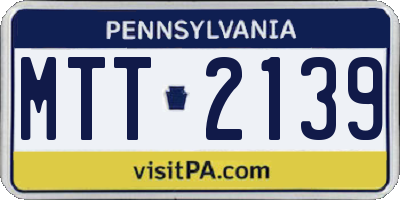 PA license plate MTT2139