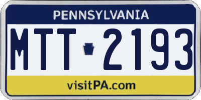 PA license plate MTT2193