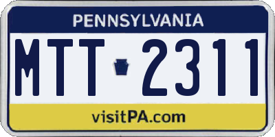 PA license plate MTT2311