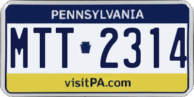 PA license plate MTT2314