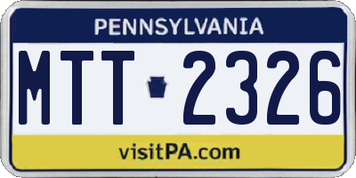 PA license plate MTT2326