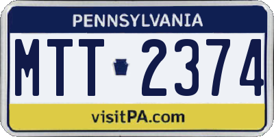 PA license plate MTT2374