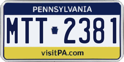 PA license plate MTT2381