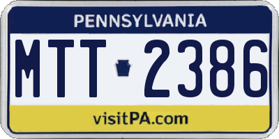 PA license plate MTT2386