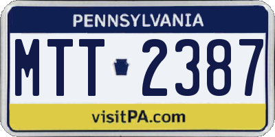 PA license plate MTT2387