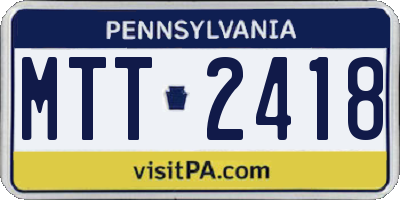 PA license plate MTT2418