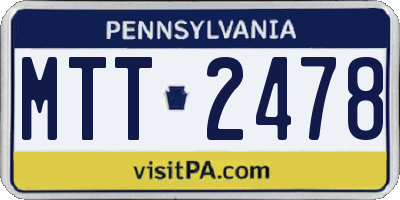 PA license plate MTT2478