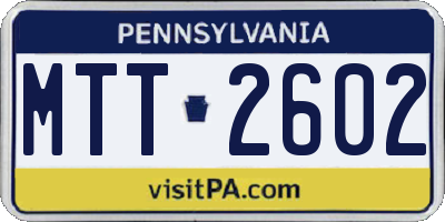 PA license plate MTT2602